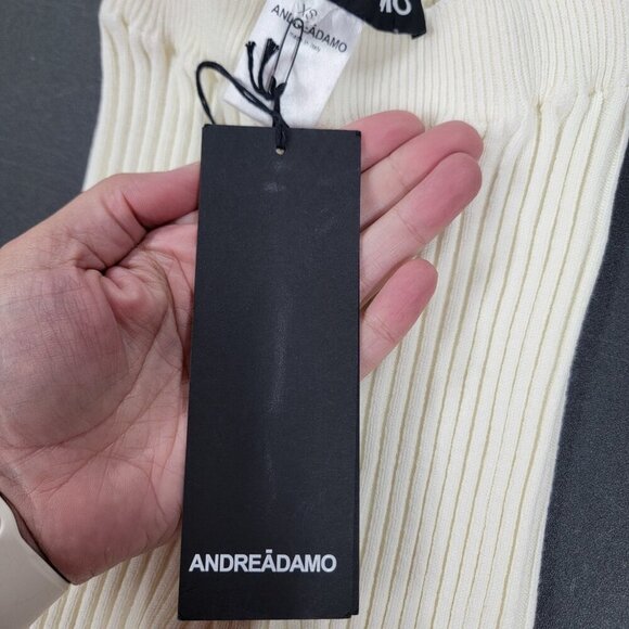 Andreadamo Ivory Ribbed Knit Flare Cutout Pants Womens XS NEW Made in Italy - Picture 5 of 10